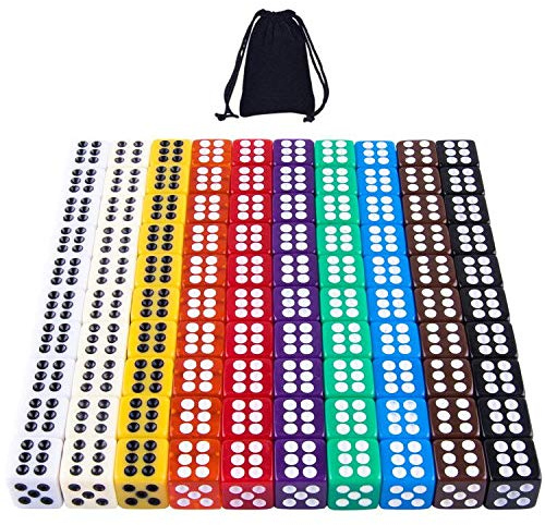 SIQUK Quadratische Eckwürfel, einfarbig, 12 mm, Spielwürfel-Set für Tenzi, Farkle, Yahtzee, Bunco und Mathematikunterricht, 100 Stück