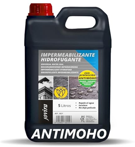 JOVIRA PINTURAS Impermeabilizzante Trasparente 5 L | Impermeabilizzazione Invisibile, Nessuna Generazione di Film, Protezione Totale su Facciate, Cemento, Terrazze, Tetti (5 Litres, Anti-muffa) C-12