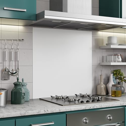 Home Supplies Tempered Glass Splashback for Kitchen, Toughened Glass Heat Resistant Splashbacks for Cookers (60X60, White)