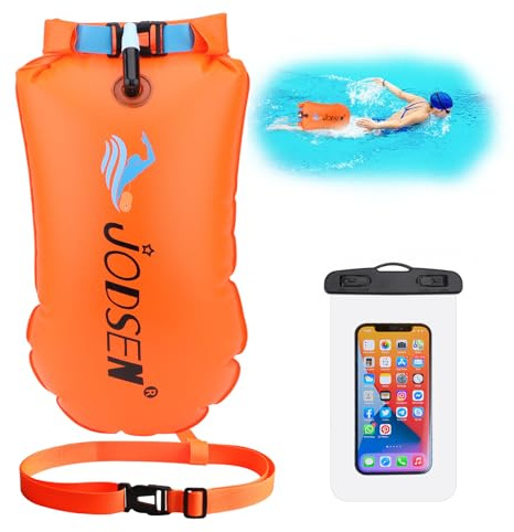 Bouée de Natation,Flotteur Tractée de Natation Sauvage et Étui de Téléphone Étanche,Sac Sec Remorquage Gonflable,Nageurs Sports En Eau Libre Snorkeling Accessoires Triathlètes,Bulle Très Visible