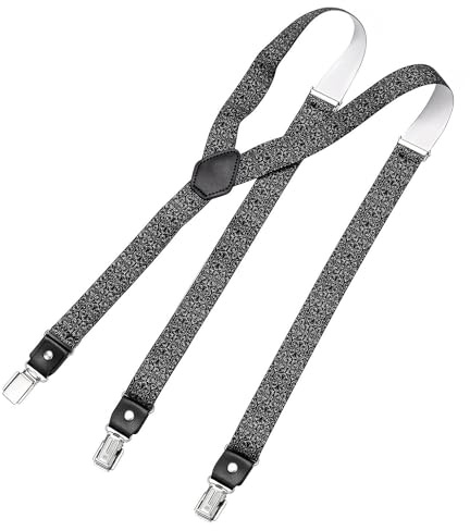 DonDon Hosenträger für Herren schmal 2,5 cm mit 3 extra starken Hosenträger Clips in Y-Form – elastisch und längenverstellbar