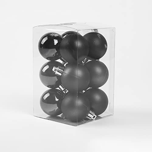 C SS CC Schwarze Weihnachtsbälle Ornamente Bruchschutz Weihnachtsbaum Dekorationen Hängende Kugel for Urlaub Hochzeits-Party-Dekoration, 12pcs Weihnachtskugel-Set