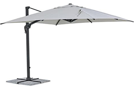 CAESAROO Ombrellone Quadrato 3x3 m Austin con palo Laterale in Alluminio Antracite - Alluminio