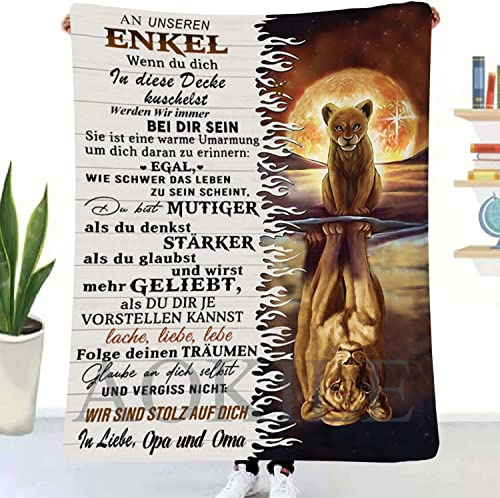 AOKILE Kuscheldecke Personalisierte Decke Geschenke,An Unseren Enkel Von Oma und Opa Super Weiche Kuschelst Decke Flanell,Nachricht Briefdecke Mit Namen Geschenke,Geburtstag,Weihnachten