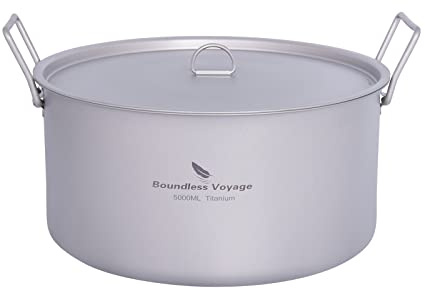 Boundless Voyage 5L Outdoor Camping Titan Topf Suppentopf mit Deckel Klappgriff Wandern Picknick Tragbar Große Kapazität Suppentopf Kochtopf Ti2104C