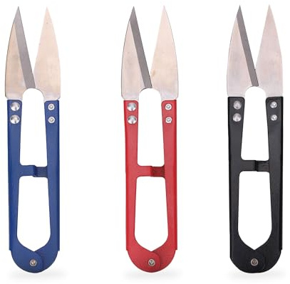 Trimming Shop Thread Snips Set 3 Pcs Red, Blue & Black | Stainless Steel Sewing Scissors For Fabric Cutting, Embroidery, Dressmaking And Thread Trimming