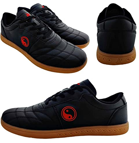 Tai Chi wu Shu Kung Fu Karate Taekwondo Skor Sneakers Sport Gym Kampsport Halkfritt, Svart, 40 EU