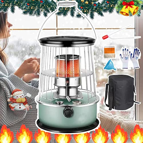 Chauffage au Pétrole sans électricité,Efficace Poêle À Pétrole,Mobile à Pétrole Poêle,Cuisinière et chauffage 2 en 1 6L sûrs, sans odeur, sans électricité, avec sac de rangement (Color : Green)