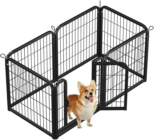 Yaheetech Recinto per Cani Cuccioli Conigli Gatti Animali Domestici da Interno e Esterno Giardino Rete Recinzione Ferro 6 pz 63 x 63 cm