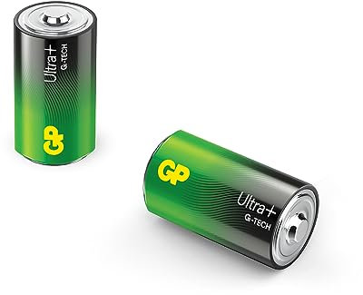 GP Batteries Ultra Plus Mono - Batería alcalina de manganeso (1,5 V, 2 Unidades)