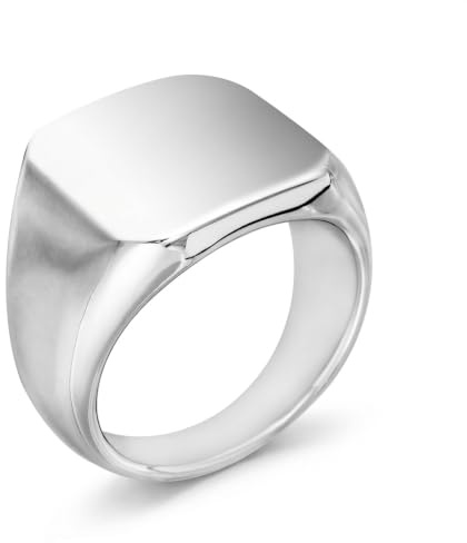 meditoys Siegelring aus Edelstahl, 12,0 mm breiter Herrenring, Edelstahlring mit silberner Oberfläche, Farbe: Silber, robust und kratzfest
