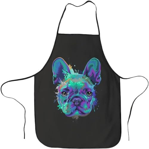 702 Malschürze Spritzkunst Der Französischen Bulldogge, Bastelschürze Weich Küchenschürze Weich Kunstkittel Für Backen Damen Papa