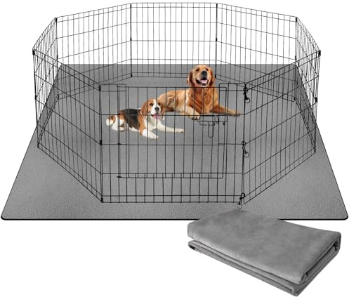 Barpor Waschbare Urinierunterlagen für Hunde: 122 x 165 cm-grau-wiederverwendbar-stark absorbierend-auslaufsicher-kaufest-rutschfest-Hunde-Laufgitter-Pads