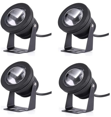 4PCS LED-Strahler - LED Bodenstrahler Außen, 10W konvexe Spiegel-Landschaftsbeleuchtung, DC12V/24VIP68 wasserdichte LED-Poolleuchte, Winkel einstellbarer Unterwasserscheinwerfer, für Brunnen ( Color :