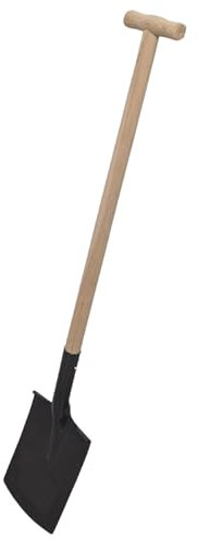 Gärtnerspaten Stahl BAU Garten Spaten Schaufel Aus Um Graben Metall mit Buche Holzstiel und Griff (Gartenspaten Stahl mit Trittkante und Stiel 114 cm)