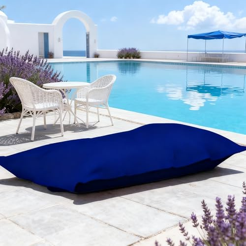 SXBCyan Housse de Pouf Imperméable pour Adultes (sans Rembourrage), Canapé-lit Moelleux, Fauteuil de Salon Oxford, Pouf Rectangulaire Géant extérieur pour Plage, Jardin(Sea Blue)