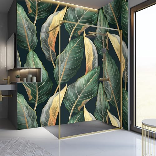 Schulte paroi douche italienne 140x200 or barre 122cm verre 6mm réversible | verre trempé anti-calcaire barre recoupable réglage 138.8-140.0 cm
