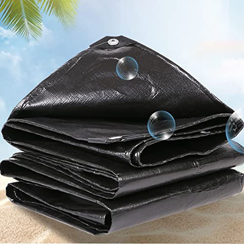 Heavy Duty Black Waterproof Tarpaulin Cover with Eyelets 140 GSM PE Plastic Tarp for Garden Furniture Shed Camping Roofing 12x13m/39.36x42.64ft