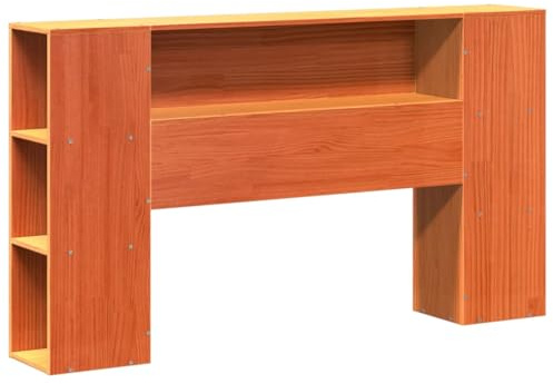vidaXL Kopfteil, Bettkopfteil mit Stauraum, Freistehend Betthaupt für Holzbett Doppelbett, Holzkopfteil Bettzubehör Schlafzimmer, Wachsbraun 140cm Massivholz Kiefer