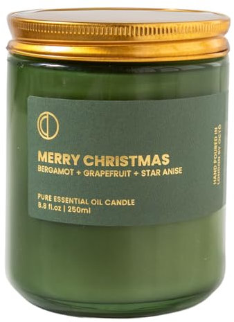 OCTŌ Kerze Merry Christmas | ätherische Öle | lange Brenndauer, 100% natürliche Kerze, bis zu 60 Stunden