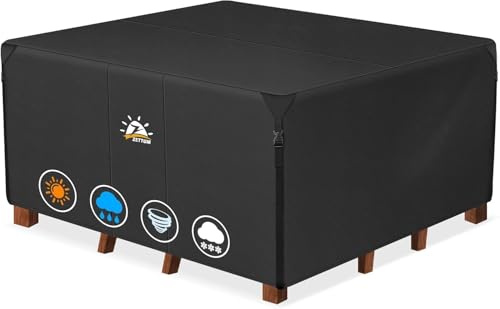 Zettum 155 x 155 x 73 CM Funda para Muebles de Jardín, Impermeable Funda Mesa 600D Oxford en Revestimiento de PU, Tela Protector para Cuadrado Mesa Anti Viento Cubierta Mesa Anti-UV