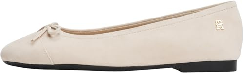 Tommy Hilfiger Donna Ballerine Toe cap in Pelle Scamosciata, Beige (Classic Beige), 39
