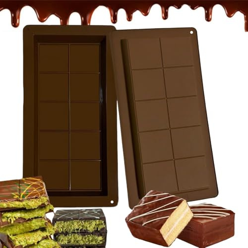 Yuandream Moldes para Chocolate, 2 Piezas Moldes Para Barra De Chocolate Profundos De Silicona, Moldes Para Barra de Chocolate Profundos de Silicona Antiadherente para Chocolate, Dulces, Gofres