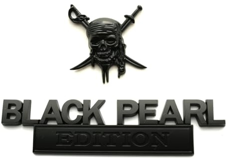 Set Pirate Black Pearl Emblem Captains Jack Sparrow 3D Sticker Car Badge Decal Custom Fit for Universal Car Truck SUV Vehicle (Matte Black)
