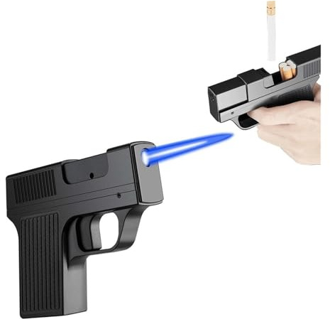 DGHNBMGNG Accendino Jet, Accendino Antivento Ricaricabile a Gas butano, portasigarette con Accendino, Accendino Ricaricabile con portasigarette, Regali for Uomo (Senza Gas)(Black)