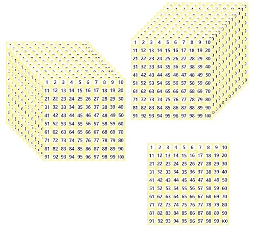 Zahlen Aufkleber Set, 25 Blatt - 1-100 Zahlen, Selbstklebende, Klebepunkte, für Büro, Schule und Zuhause Organisation