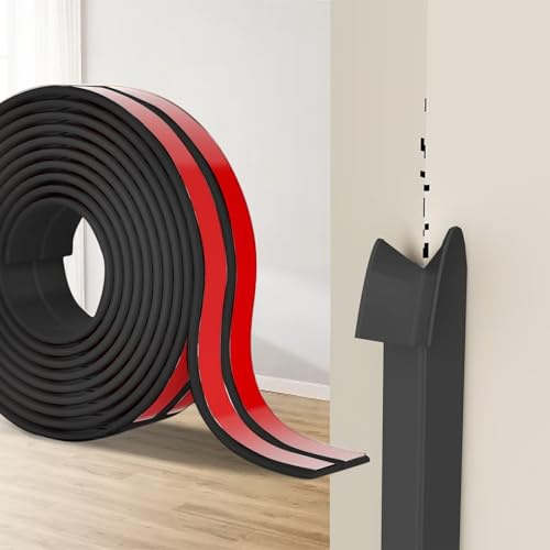 Protection Angle Mur Adhésif, Bandes Corniere en TPE, Plinthe Souple Épaisse en Forme de L Baguette Angle pour Murs, Portes, Cuisine, Fenêtres, Idéal pour Rénovations DIY (Noir, 4cm x 8M)