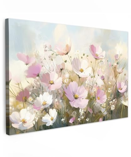 MuchoWow© Quadri Camera Da Letto 120x80 cm Stampe Da Parete Quadro Su Tela Moderni Decorazioni Murali Soggiorno Foto Quadretti Ingresso Casa Muro Campo di fiori - Toni chiari - Dipinto