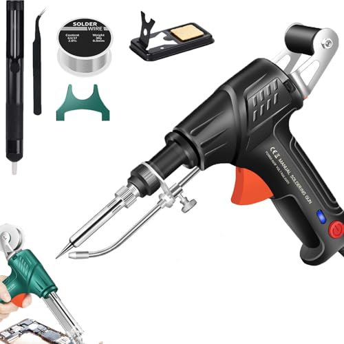 Internally Heated Industrial Welding Tools, 2025 Neu Entlöten Zinnpistole, Tragbares Einhand-Schweißgerät Robust Zum, Industrieller Schnellheizlötkolben, Geeignet Für Zinn (BLACK)
