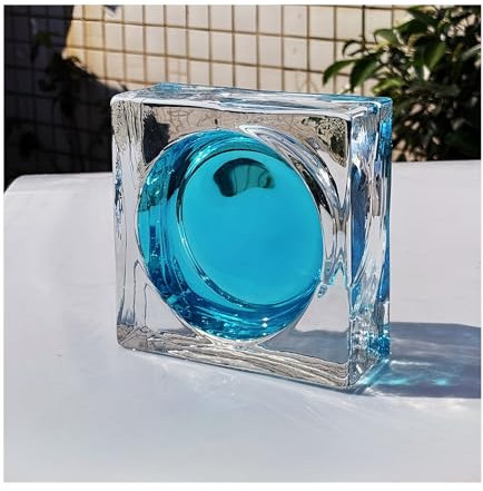 ZNQNDSR Brique de Verre Les Blocs De Verre Colorés Transparents Protègent L'intimité des Briques De Cristal Latérales, des Carreaux De Verre Carrés pour La Décoration des Hôtels À Domicile(Blue)