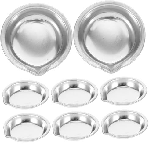 DIYEAH 8pcs Stainless Steel Paint Mixing Trays, Small round Palette Cups for Watercolour and Oil Painting, Easy-clean Silver Palette for Craft Making and Makeup
