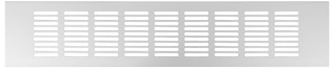 Repa Market Rejilla de ventilación plateada 400 x 80 mm (Tamaño del marco) – Cubierta de ventilación de aluminio para zócalo de cocina, armario, puerta, suelo, pared – Elegante registro de ventilación
