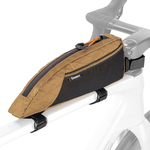 Qunature Bikepacking Rahmentasche Fahrrad Oberrohrtasche Fester Halt | Kratzfest und verschleißfest, Top Tube Bag, Fahrradtasche für Gravelbike MTB Rennrad Khaki 1L
