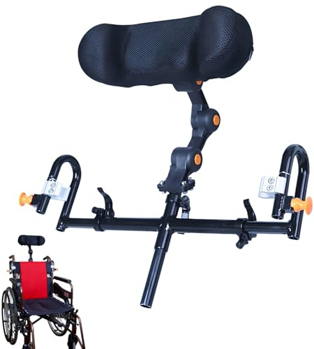 TAZZOR Verstellbare Rollstuhl-Kopfstütze, Ergonomische Nackenstütz-Kopfkissen für Rollstuhl, Verstellbare Nackenstütze mit Memory Schaum, Universal für Manuelle/Elektrische Rollstühle