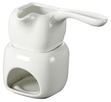 LIGIGWASH Ceramic Chocolate Stove and Melting Pot 110ml Small Dessert Pot Stand Suitable for Butter Warmer and Cheese Melting for Home Baking
