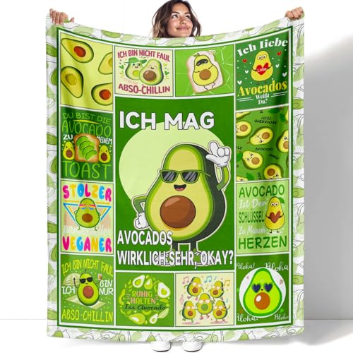 YISUMEI Avocado Kuscheldecke 150x200cm, Lustige Zitate über Obst für Vegetarismus Avocado Decke, Weich Flauschig Fleecedecke, Geschenke für Mädchen Jungen, Grün