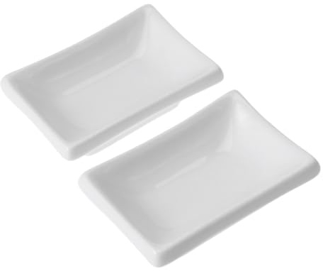 ELAYARD 2 pezzi Vassoi Rettangolari in Bianca per Snack e Salse Piattini per Condimenti Resistenti Macchie e Graffi per Aperitivi e Uso Quotidiano Riutilizzabile