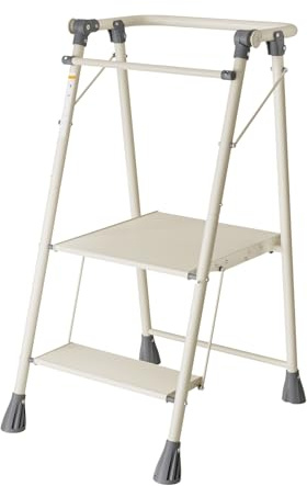 LEDLAY Aluminum Foldable Toddler Tower 2 Steps, Kids Step Stool for Kitchen, Toddler Kitchen Stool Helper with Anti-Drop Safty Railing, Multi-Functional Learning Tower with Anti-Slip Design, Gray