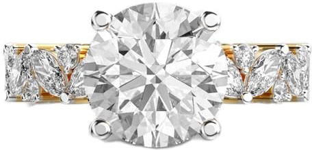 Bague d'éternité ronde stellaire en argent sterling 925 | Plaqué or | Bagues de luxe faites main avec moissanite, marquise et forme ronde | LKJR_0628