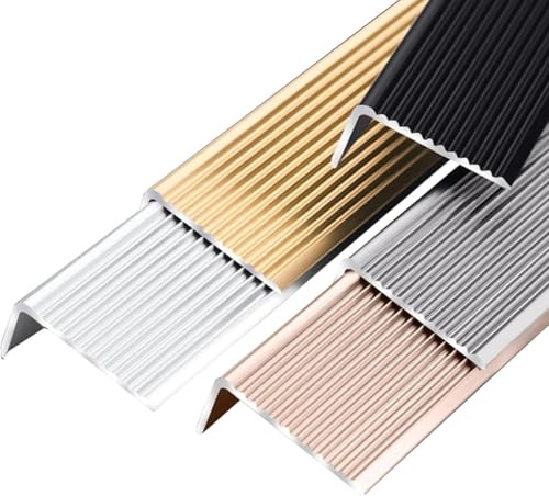 Stair Nosing Profile Edging,Aluminum Stair Profile, Edge and Corner Protectors, Stair Edge Protector Anodized Aluminum Stair Edging, For Exterior or Interior Stair Edges-Gold||7x3cm