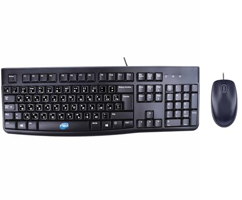 Simpletek - Kit Mouse e Tastiera USB Cablato - Layout con Adesivi Russo (RE) Pre-applicati - Design Robusto e Silenzioso