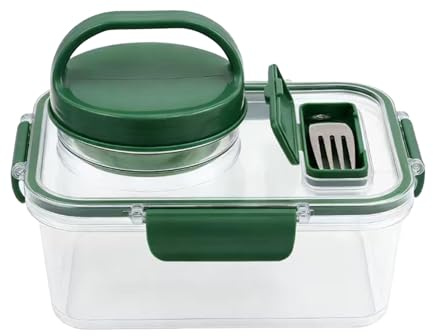 Genérico para ensaladas, contenedor a prueba de fugas, almacenamiento de comidas con tapa, ensaladera con soporte para aderezo, accesorio de cocina, lonchera para el trabajo, escuela, viajes, camping