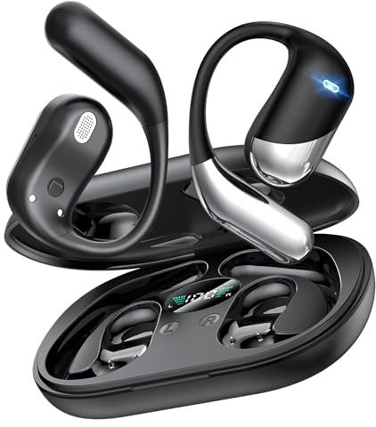 Paekole Casque à Conduction Osseuse, Écouteurs Bluetooth V6.1 sans Fil avec Micro, Autonomie 80 H, Écouteurs Étanches IP7, Casque Sport avec Crochet d'oreille pour Fitness/Musique/Appel