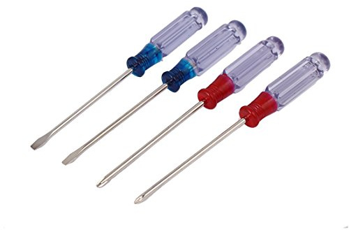Sourcingmap 130mm Long 3mm Tip Plastic Handle Metal Phillips Slotted Screwdriver Set 4 in 1