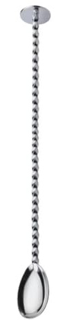 Beaumont Professional Cocktail Bar Spoon with Masher 280mm - Twisted Handle, Extended Length, Stainless Steel Stirrer Mixing Tool for Bartenders, Mixologists | Twisted handle provides a secure grip for smooth stirring, while the extended length easily reaches deep into tall pitchers.