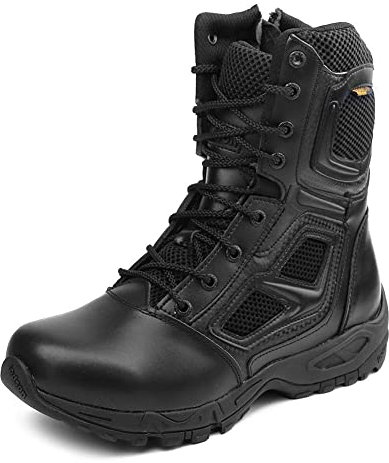 IODSON JR-631 8‘’ Leicht kampfstiefel springerstiefel einsatzstiefel herren&damen mit seitlichen Reißverschlüssen Schwarz 42 EU